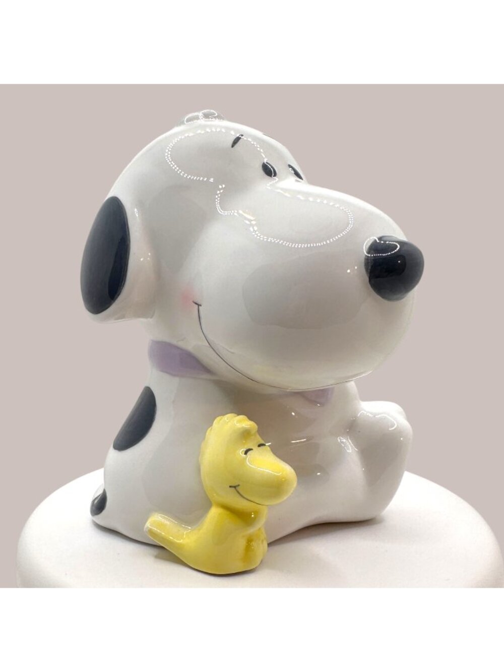 Snoopy & Woodstock Ceramic Coin Bank with Teddy Bear Peanuts Collectible